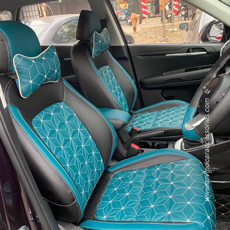 Persian green and black seat covers leather